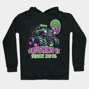 Monster Truck Birthday Tee 9th Birthday Boy Gift Awesome Since 2015 Tee Custom Monster Truck Tee Hoodie